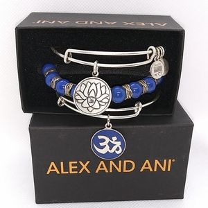 Alex & Ani OM & Lotus Flower 3 PC Set